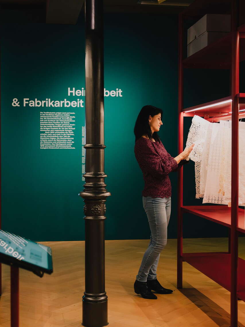 Textil, St.Gallen, Textilmuseum, Textilland Ostschweiz, Museum, Textilland, Ausstellungsraum, Ausstellung